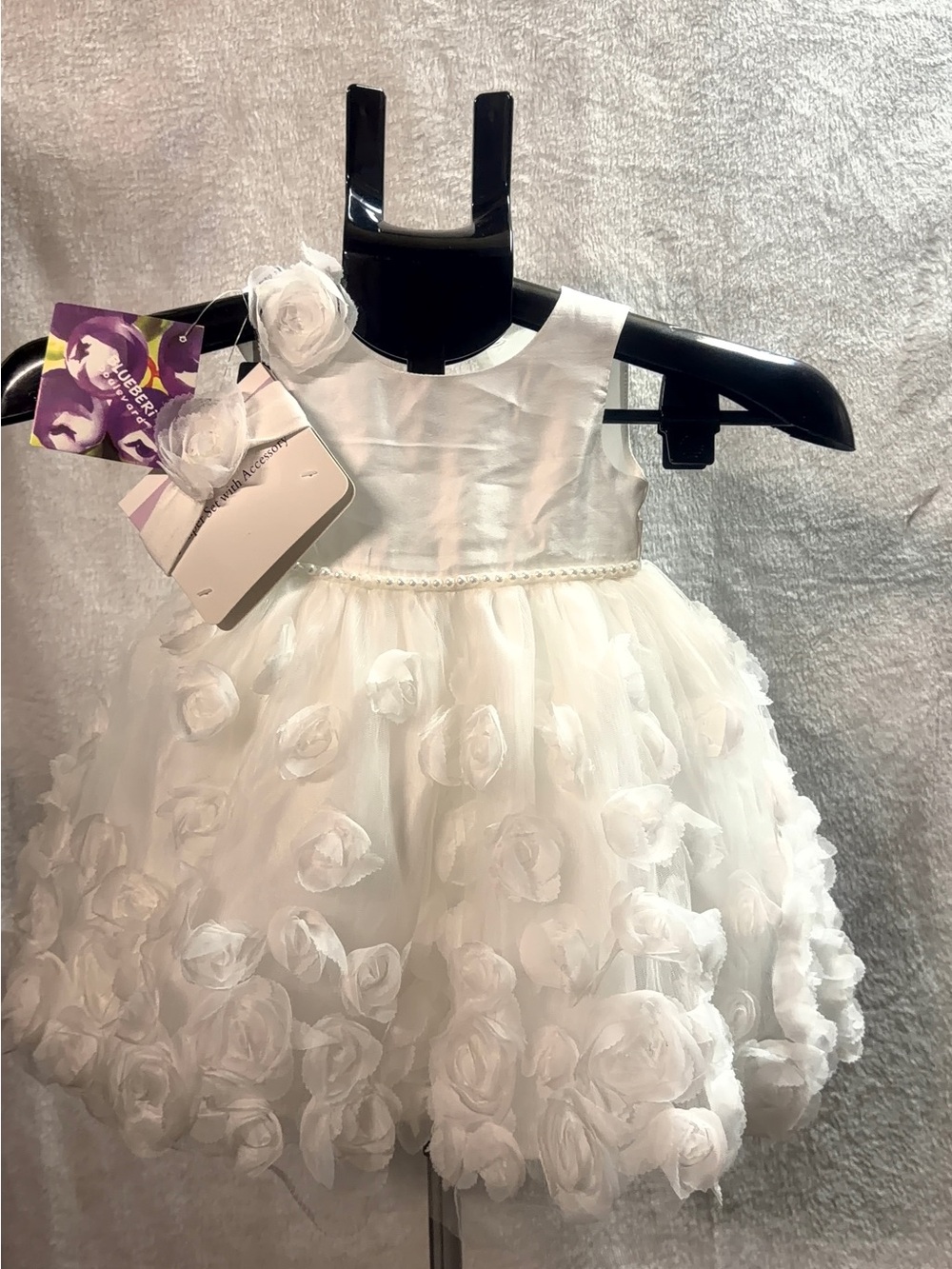 2pc Baby Girl White Rosette Tulle Party Dress
